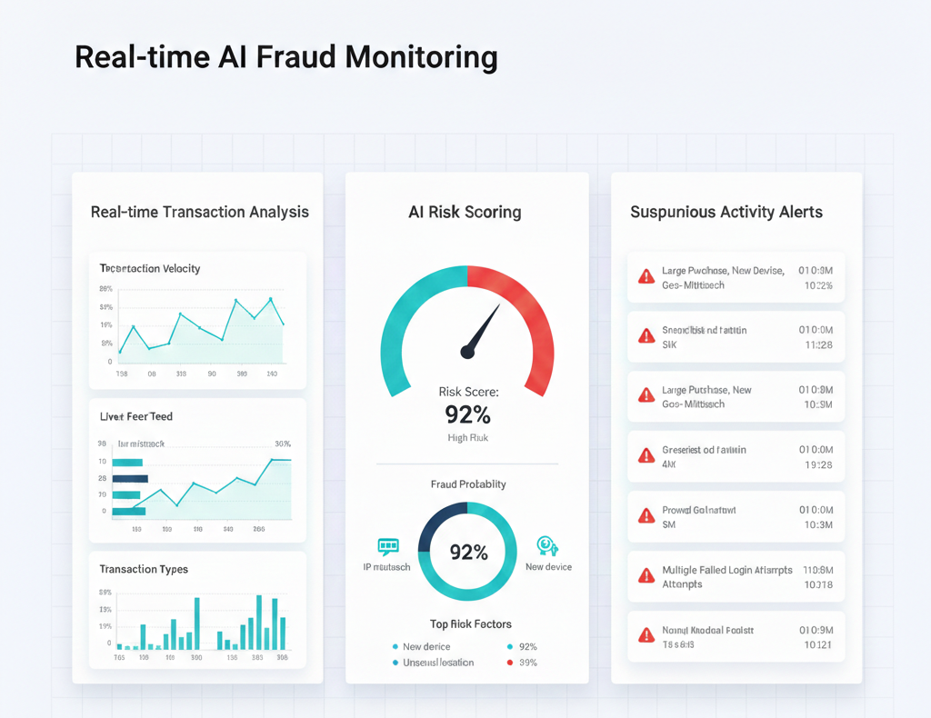 Real-time AI transaction monitoring for fraud prevention